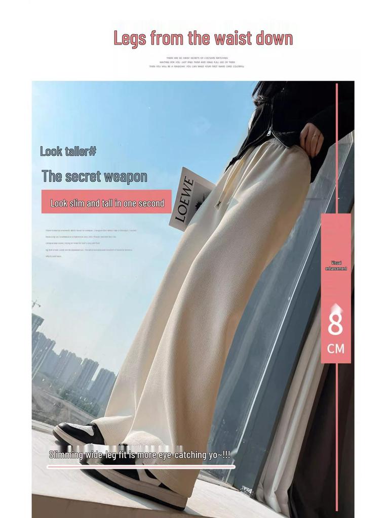 Women's High-Waisted Black Fleece-Lined Floor-Length Pants - 145cm, Straight-Leg/Narrow/Wide-Leg, Autumn/Winter, Petite 150