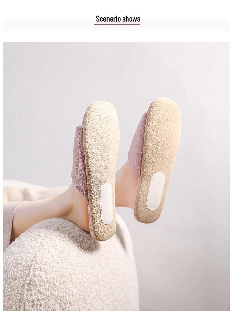 Youtiao Silent Open-Toe Indoor Slippers - Breathable Summer Linen for Wood Floors