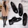 Maogu Oxford Shoes Woman Casual Lace Up Flats Female Creepers Ladies Leather Shoe Black Low Heel Women Flats New British Style