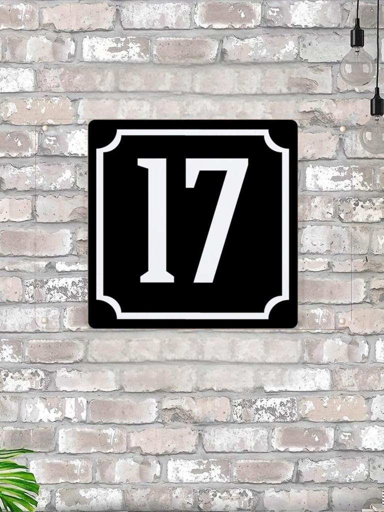 House Number X Classic Black Metal Sign 20x20cm, Modern Door Wall Decor