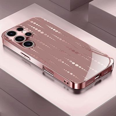 Funda Metálica de Cristal Templado con Diseño de Rayas para iPhone 17 Pro Max 11 12 13 14 15 16 Pro 15 14 Plus 17 Air 17E