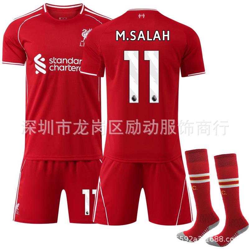 2 Quick-drying Club No. 1 Salah jersey Children's Liverpool home Nota football jersey set