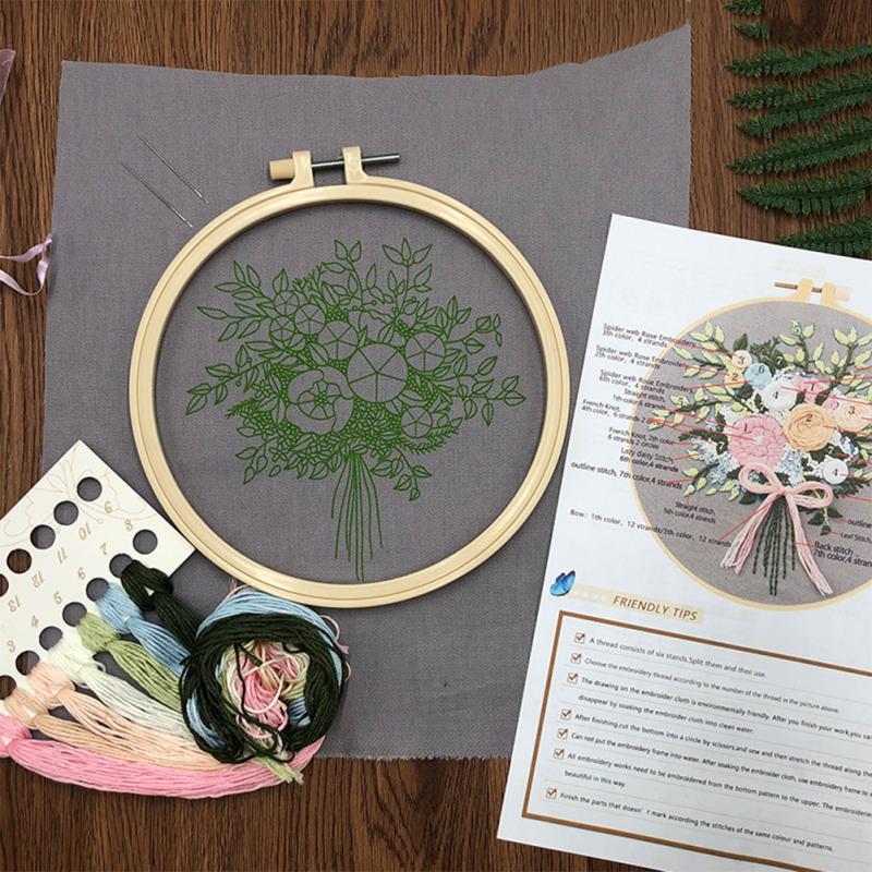 Ručně vyráběná 3D vyšívací sada ve vodě rozpustné rostliny Vzorek květin v evropském stylu