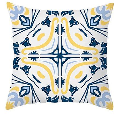 Home Decor Exquisite Blue-Yellow Patterned Throw Pillow Covers Pattern Cushion Cover Suitable For Sofa Bedroom Car Pillow Cover