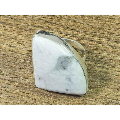 22X33MM Natural Howlite 925 Sterling Silver Fancy Handmade Ring Size US 8.5 MK-174