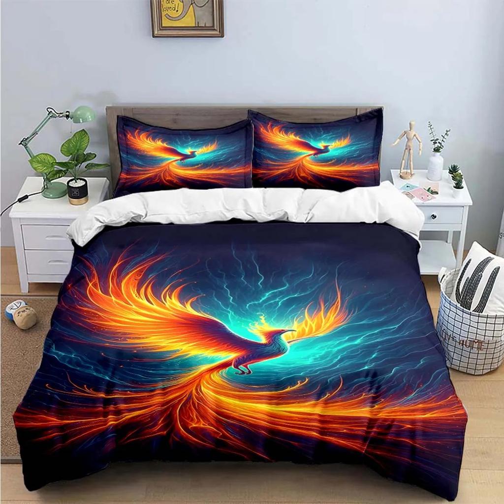 Fashion Popular Mythical Beast Phoenix Print Beding Sets Bed Suplies Set Soft Duvet Cover Bed Warm Comforter Set Beding Set High-End Premium Gift