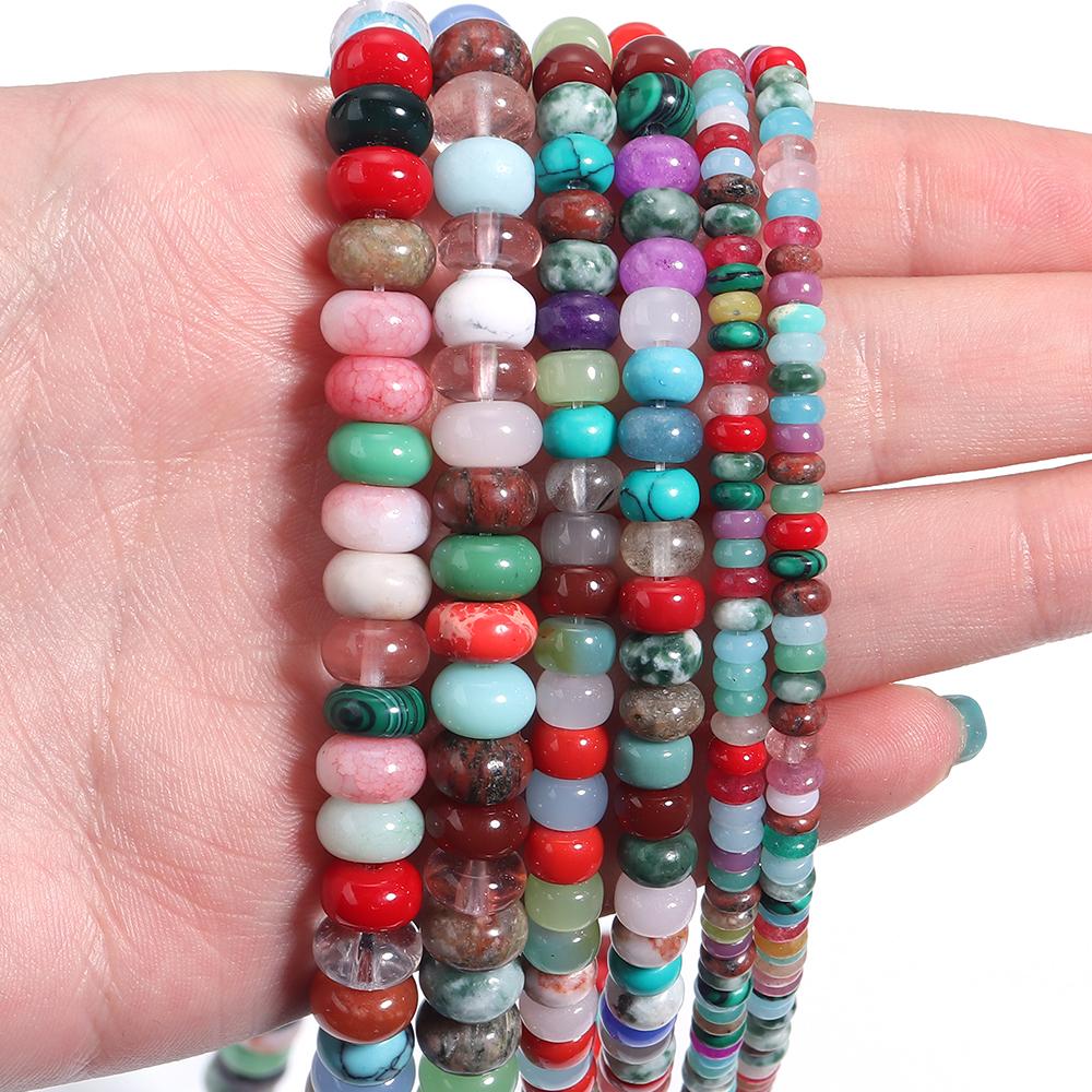 1 Strang 4/6/8mm Natursteinperlen Bunte Abakusform Lose Perlen Für Schmuckherstellung DIY Bastelarbeiten Armbänder Halsketten Zubehör