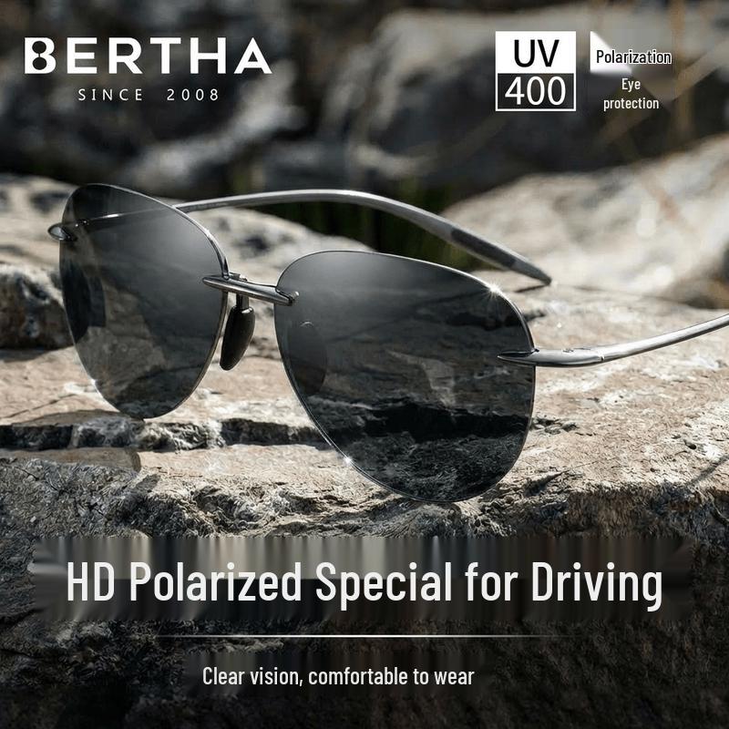 Bertha Men s Ultralight Rimless Polarized Aviator Sunglasses Standard Fit