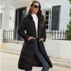 Women's Long Hooded Cotton Jacket Winter Warm Stylish Slim Fit Down Coat Available In Black Red Khaki