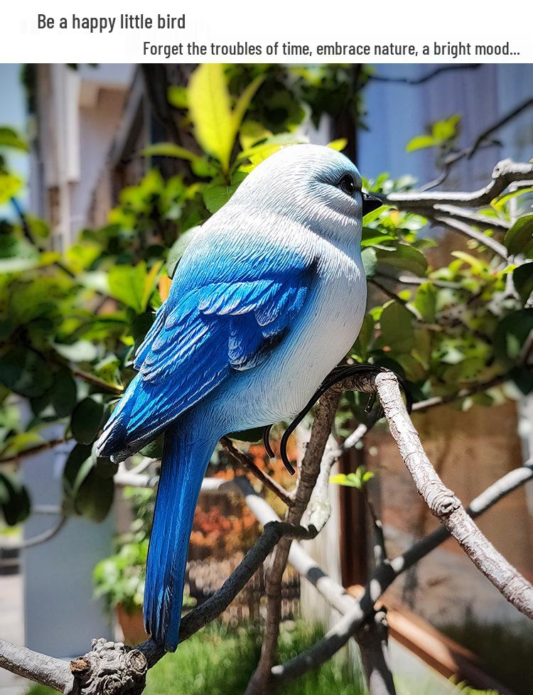 Hummingbird and Tit Bird Resin Garden Ornament for Outdoor Decoration