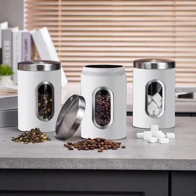 Lot de 3 pots de rangement transparents avec couvercle