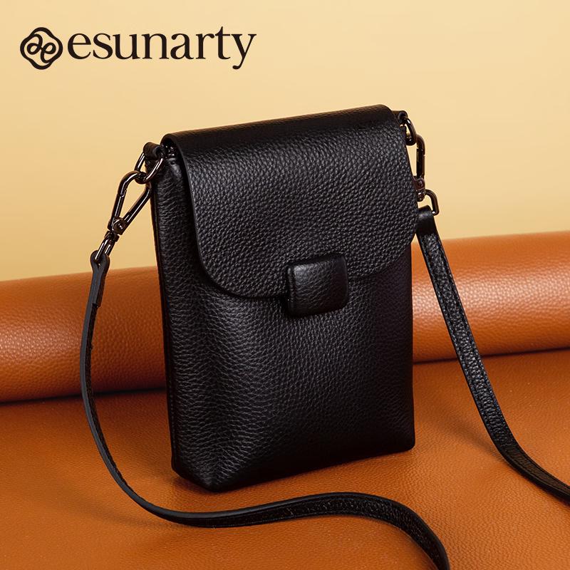 ESUNARTY Women s Genuine Leather Mini Crossbody Phone Bag