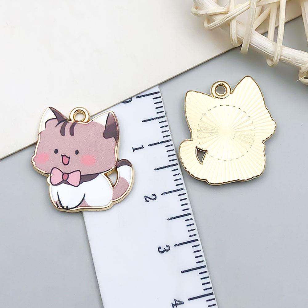 Colorful Enamel Alloy Cat Charms for DIY Bracelets - Set of 10