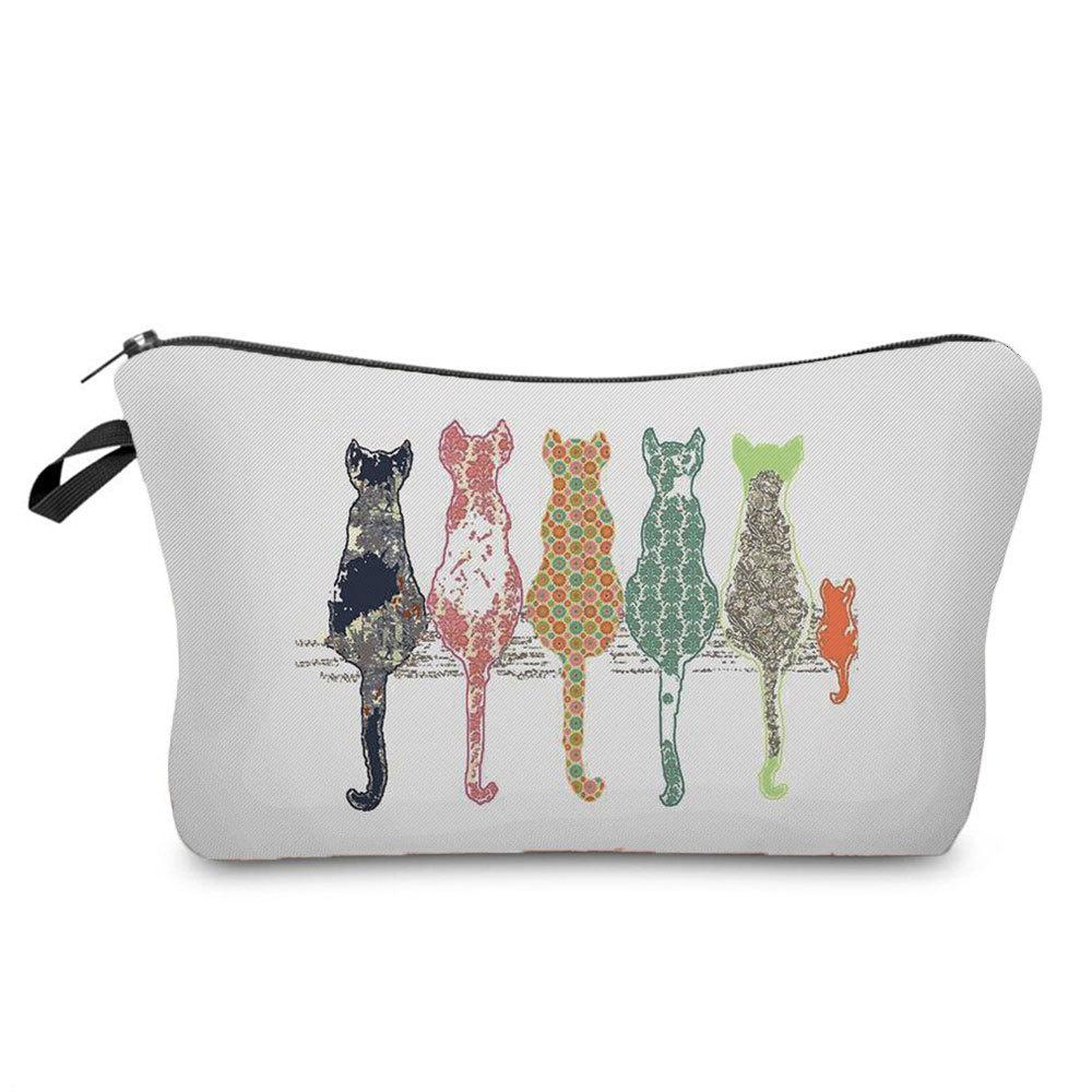 Women Cat Print Cosmetic Bag Toiletries Organize Travel Storage Case 6679