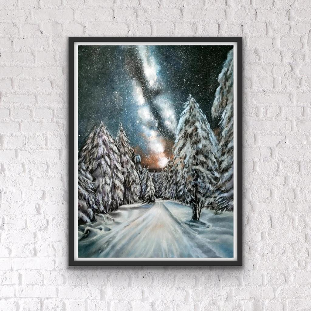 5D DIY Diamond Painting Pine Trees and Snow Cross Stitch Kit Mosaic Diamond Embroidery Rose Full Round Square Drill Home Decoration