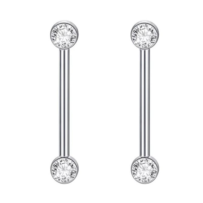 

1/2Pcs Titanium Nipple Piercing Jewelry CZ Bezel Tongue Nipple Bars Piercing for Breasts Sexy Piercing Mamilo for Women 12-20mm 14G 1.6x12x4x4mm