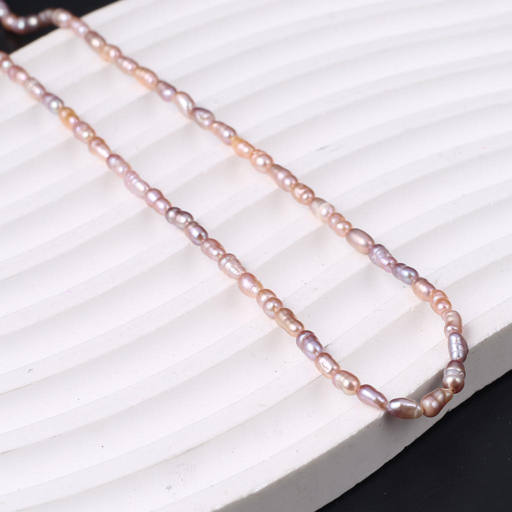 1String, White Natural Freshwater Pearls, Handmade Rice Pearl Beads, 3-3.5 Mm, for DIY Necklace Accessories, Jewelry Making, Women Gift, 36 Cm