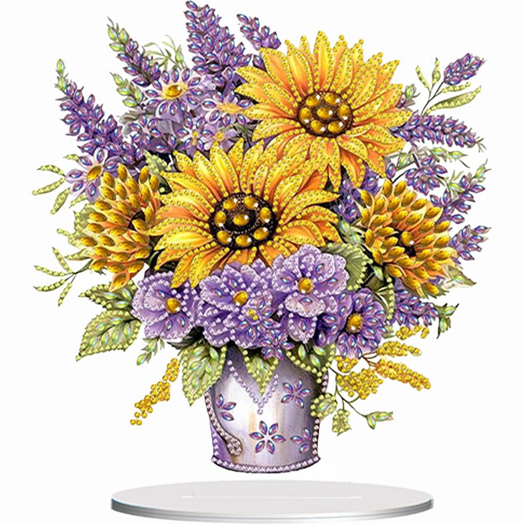 2D Flat Print Flower DIY 5D DIY Diamond Art Tabletop Decorations Diamond Painting Desktop Decorations Bedroom Table Decoration