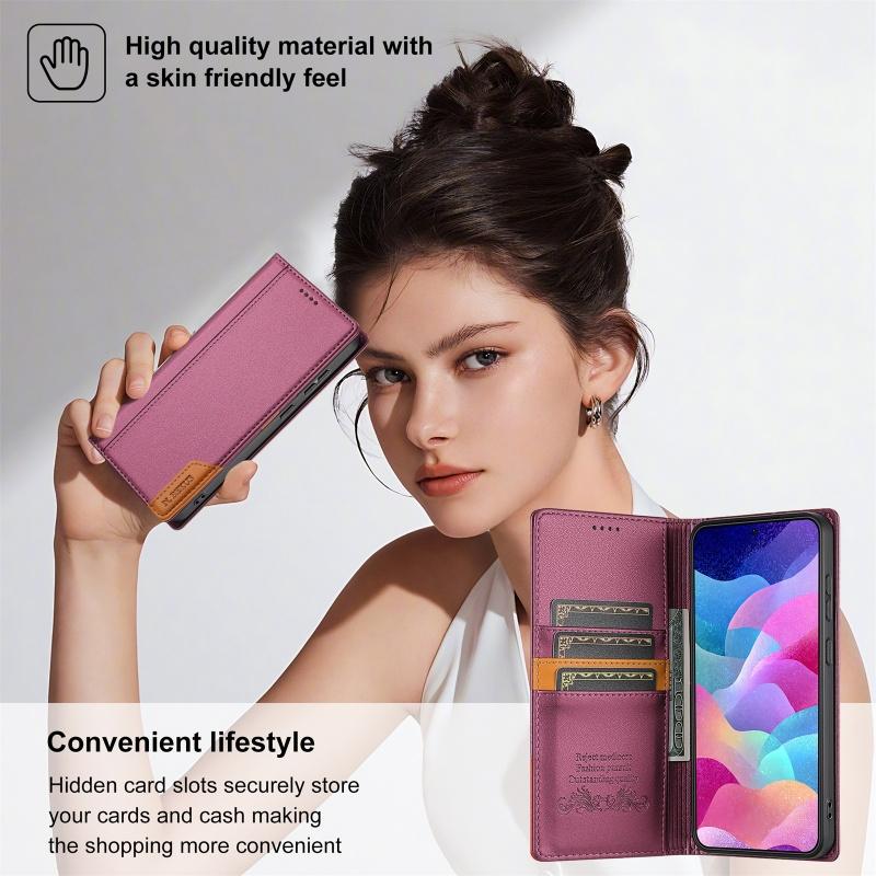 Magnetische Diebstahlschutz-Bürsten-Leder-Brieftasche für Samsung Galaxy A17 A56 A36 A16 A55 A35 A15 A54 A34 A14 A13 A53 Note 20 Hülle