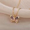 New Fashion Love Memory Copper Zircon Butterfly Pendant Necklace For Women Cute Romantic Female Neck Chain Ladies Jewelry Gifts