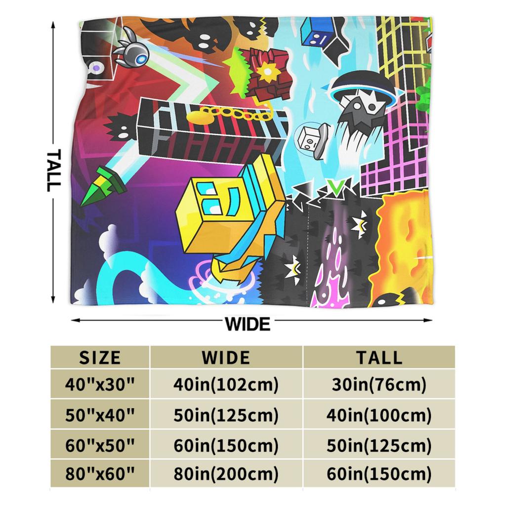 Geometry Dash Gaming Game Flannel Blanket Winter  Warm Throw Blanket for Child Couch Bed Comfortable Bedspread Sofa Bed Cover
