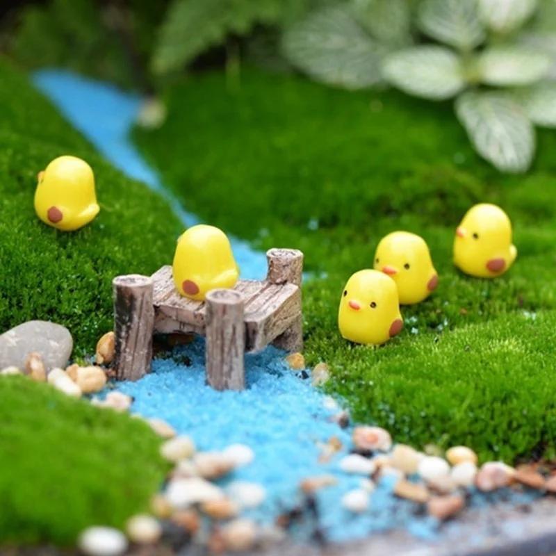 5/10Pcs Mini Yellow Chicken Figurines 1CM PVC Micro Landscape Ornaments DIY Succulent Moss Garden Decor Accessories