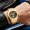 Automatic Mechanical Watches for Men Skeleton Hollow Dial Luminous Wrist Watch Steel Strap Square Case Watch Waterproof
