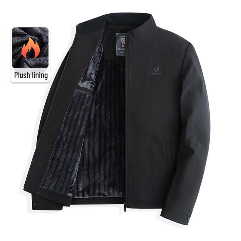 Men's Plus Velvet Thickened Cotton Jacket for Autumn/Winter – Warm Lapel Coat for Middle-Aged and Elderly