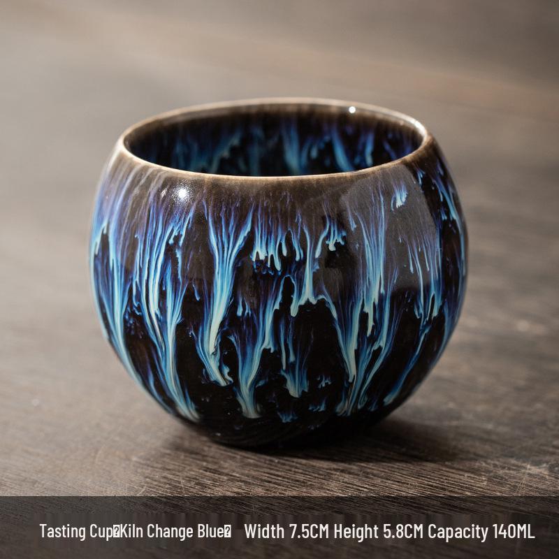 Kiln-Change Five Elements Ceramic Tea Cup Set with Tianmu Glaze
