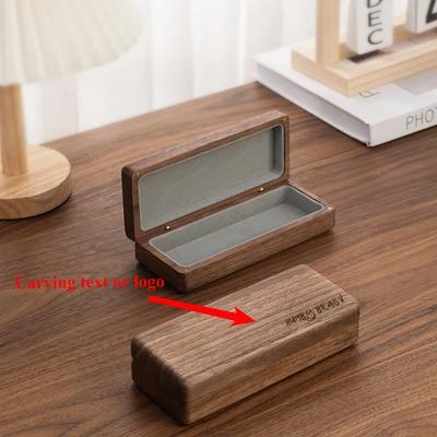 Vintage Tragbares Brillenetui mit Individueller Gravur für Brillen, Hergestellt aus Hochwertigem Schwarznussholz