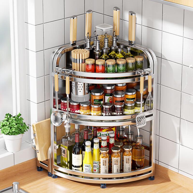 3-Tier 316 Stainless Steel Kitchen Countertop Corner Shelf
