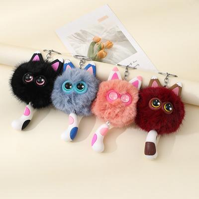 Sevimli Peluş Oyuncak Kedi Bebek Anahtarlık Kabarık Yumuşak Anime Doldurulmuş Anahtarlık Sırt Çantası Çanta Kolye Güzel Hediye