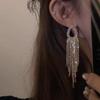 S Silver Needle Water Drop Diamond Long Fringed Earrings Korean Fashion Design Earrings Personalized Earrings Women