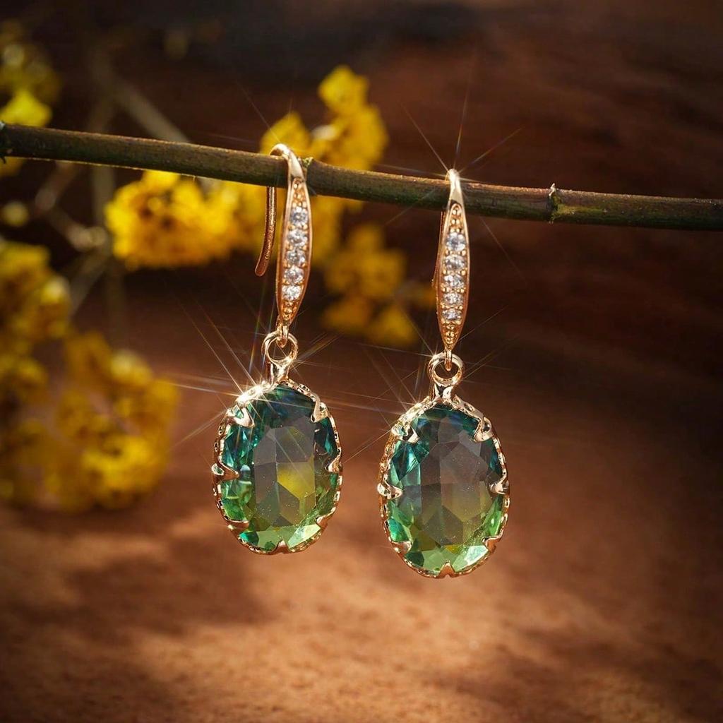 1 Pair Cubic Zirconia Drop Earrings Copper Jewelry