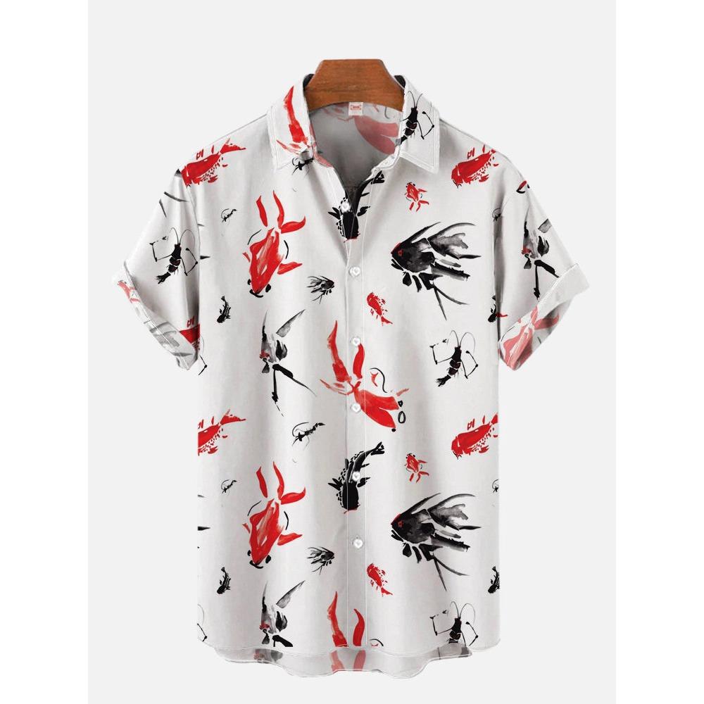 Men's Shirt Dragon Print Casual Daily Tops 3D Printing Short Sleeve Shirt Summer Fashion Unisex Hawaiian Samurai Cat Shirts
