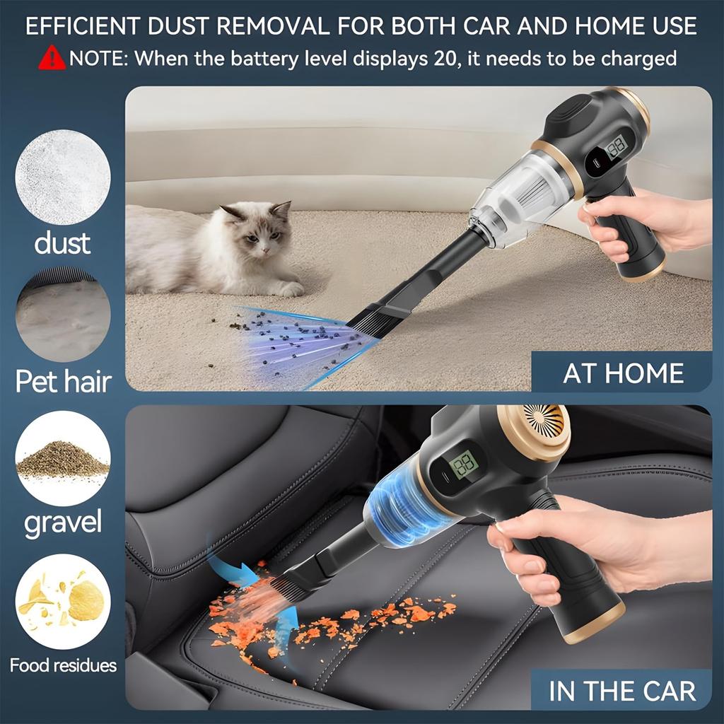 Handheld Cordless Car Vacuum Cleaner, 12000Pa High Power Portable Rechargeable Blower & Vacuum Handheld With Brushless Motor For Car Home Outdoor Use