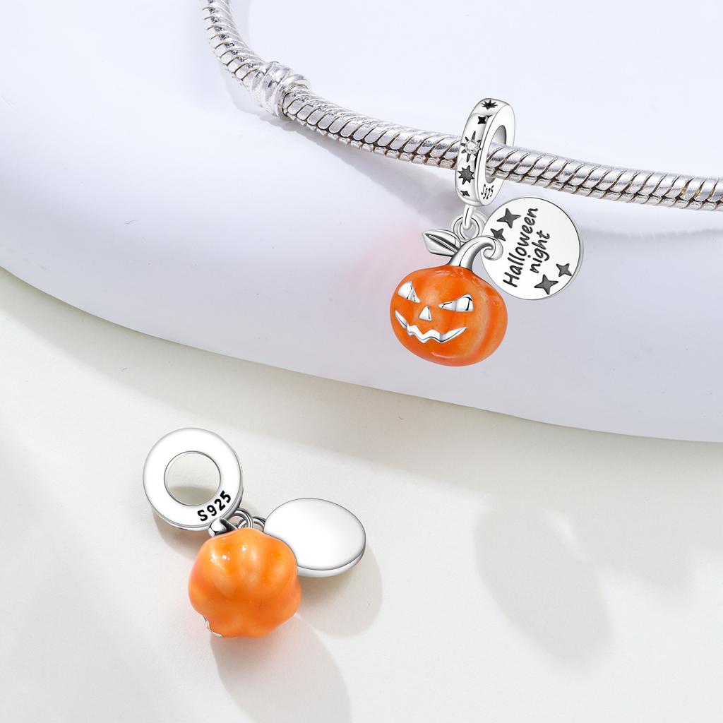 Copper Pumpkin Luminous Pendant Beads Original Bracelet Charm Jewelry Party Diy Trendy Gifts