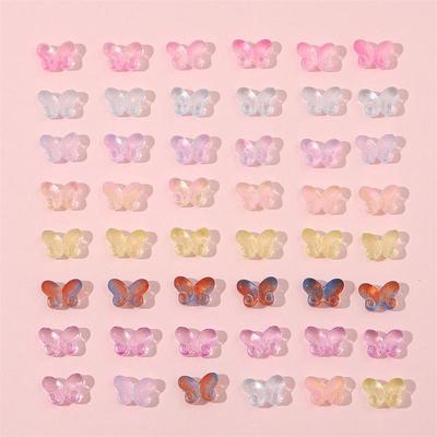 20pcs 10x14mm Imitation Glass Butterfly Beads for DIY Hairpins and Tassels