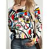 Autumn and Winter Women's 3D Printed Crew Neck Long Sleeve T-Shirt