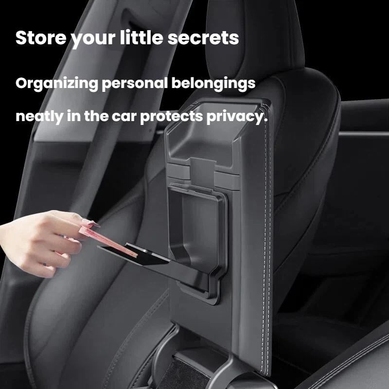 For Tesla Model 3/Y/YL Magnetic Center Console Armrest Storage Box – Privacy Hidden Organizer Tray, Anti-Fly Magnetic Cover