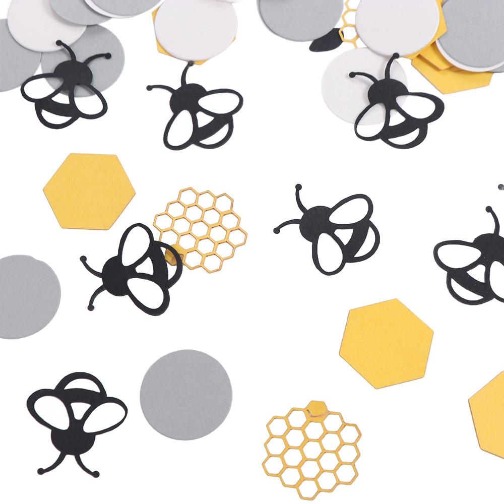 

100pcs Black Golden Bee Hive Confetti Paper Cartoon Bumble Bee Confetti Honeycomb Bee Theme Decoration Birthday Party