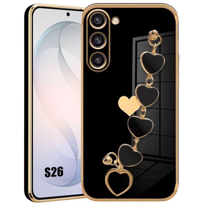 Case for Samsung Galaxy S26, Shockproof Scratch-Resistant Silicone Protection with Heart Bracelet - Black