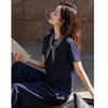 Demana Women's Striped Ribbed Tie-Neck T-Shirt