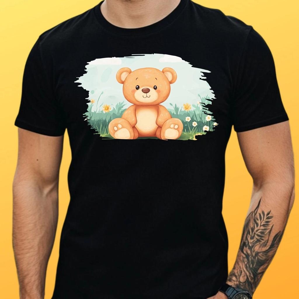 T-Shirt Herren Teddybär Motiv Baumwolle Größe S bis 5XL