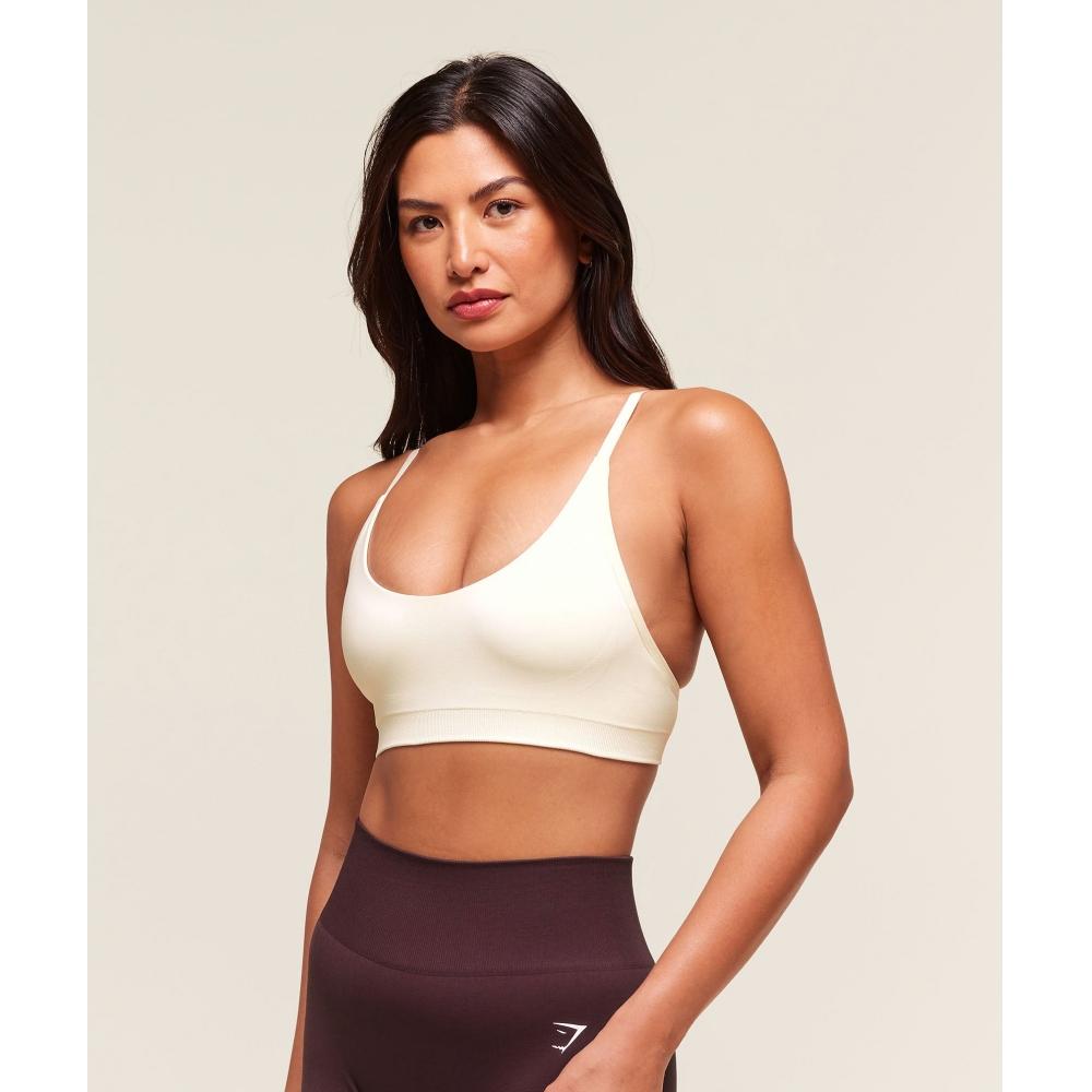 Gymshark Everyday Seamless Racerback Sports Bra Soft White B4c1v Wcmy