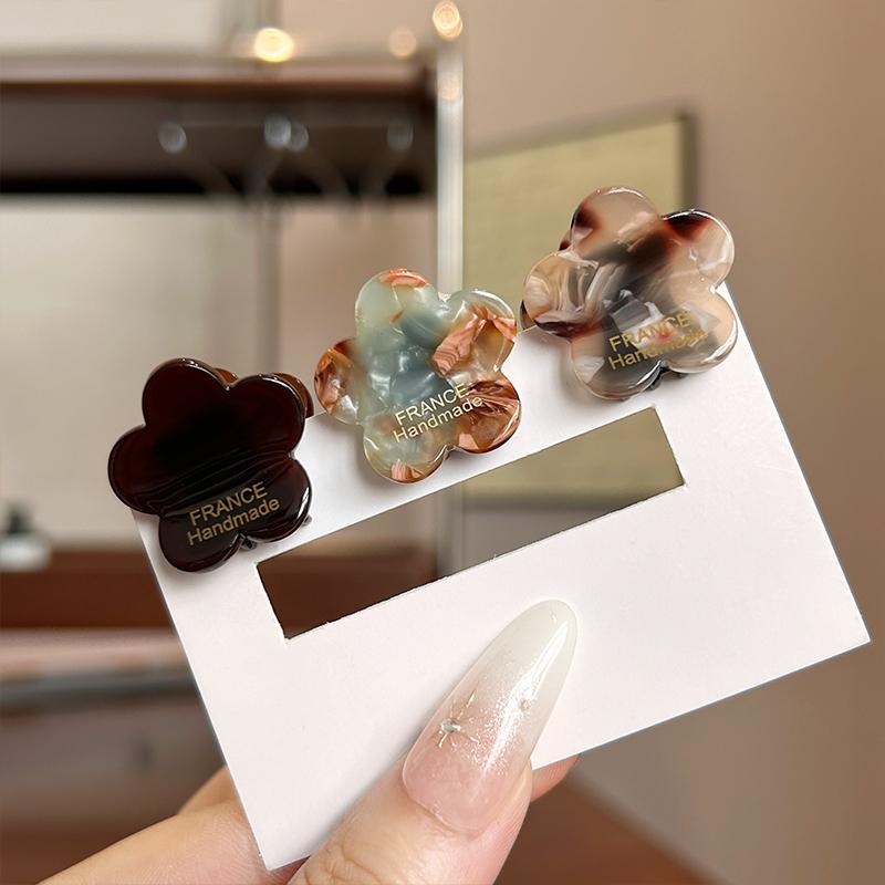 French-style Acetate Small Flower Hair Clip for Women Cute Korean Half-ponytail Hair Clip Mini Simple Bang Clip Retro Hair Clip