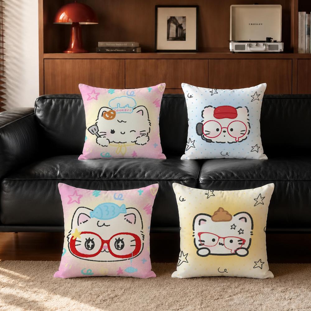 Cartoon FFish Lover Cat Cushion Cover Cushion Cover Set Pcs x x x Pillowcase Decorative Sofa Home Decor