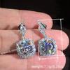 New able Square Pendant Earrings Brilliant Engagement Wedding Jewelry Elegant Women's Pendant Exquisite Gifts