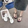 Mode 2025Bohemian Style Damen Perlenbesetzte Flache Sandalen Lässig Zehensteg Weiche Sohle Strandschuhe  Leicht Elastisches Band Sommer