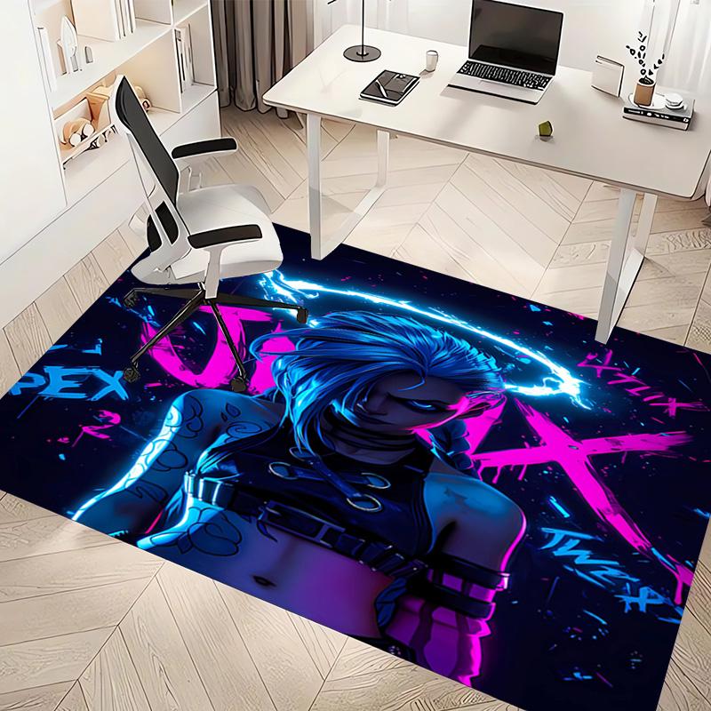 League of Legends Jinx Print Area Rug - Soft,Washable Non-Slip Indoor Mat,Living Room,Home Office Decorative Rug